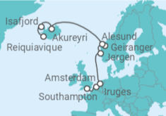 Itinerário do Cruzeiro  De Southampton a Reykjavik - NCL Norwegian Cruise Line
