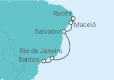 Itinerário do Cruzeiro  De Santos a Recife - Costa Cruzeiros