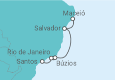 Itinerário do Cruzeiro  De Santos a Maceió - MSC Cruzeiros