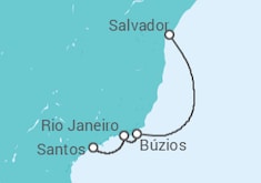 Itinerário do Cruzeiro  De Santos a Salvador - MSC Cruzeiros