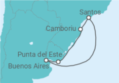 Itinerário do Cruzeiro  Fim de Ano Argentina, Uruguai TI - MSC Cruzeiros