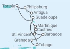 Itinerário do Cruzeiro  Ilhas Virgens Britânicas, Sint Maarten, Antígua E Barbuda, Santa Lúcia, Martinica, Guadalupe, Bar... - Costa Cruzeiros