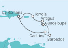 Itinerário do Cruzeiro  Santa Lúcia, Barbados, Guadalupe, Antígua E Barbuda, Ilhas Virgens Britânicas - Costa Cruzeiros