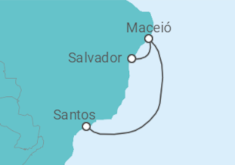 Itinerário do Cruzeiro  De Salvador a Santos TI - MSC Cruzeiros