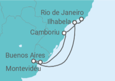 Itinerário do Cruzeiro  Brasil, Argentina, Uruguai 2026 - Costa Cruzeiros