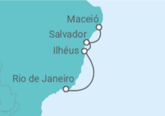 Itinerário do Cruzeiro  De Maceió ao RJ 2026 - MSC Cruzeiros