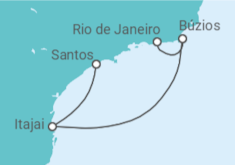 Itinerário do Cruzeiro  Do RJ a Santos 2026 - MSC Cruzeiros