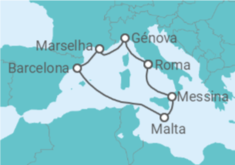 Itinerário do Cruzeiro  Itália, Malta, Espanha, França - MSC Cruzeiros