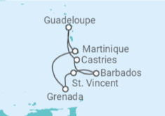 Itinerário do Cruzeiro  Guadalupe, Santa Lúcia, Barbados, São Vicente E Granadinas - MSC Cruzeiros