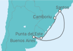Itinerário do Cruzeiro  Brasil, Uruguai, Argentina - MSC Cruzeiros