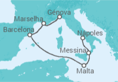 Itinerário do Cruzeiro  Itália, Malta, Espanha, França - MSC Cruzeiros