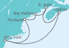 Itinerário do Cruzeiro  Estados Unidos, Canadá - NCL Norwegian Cruise Line