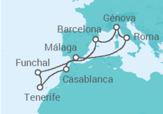 Itinerário do Cruzeiro  Itália, Espanha, Marrocos, Portugal - MSC Cruzeiros
