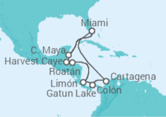 Itinerário do Cruzeiro  Colômbia, Panamá, Costa Rica, Honduras - NCL Norwegian Cruise Line