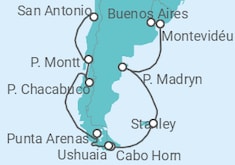 Itinerário do Cruzeiro  Uruguai, Argentina, Chile - NCL Norwegian Cruise Line