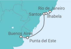 Itinerário do Cruzeiro  Uruguai, Brasil - NCL Norwegian Cruise Line