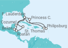 Itinerário do Cruzeiro  Ilhas Virgens Americanas, Sint Maarten, Estados Unidos, Belize, Honduras, México - Princess Cruises