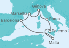 Itinerário do Cruzeiro  Itália, Malta, Espanha, França - MSC Cruzeiros