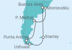 Itinerário do Cruzeiro  Patagônia e Antártica - NCL Norwegian Cruise Line