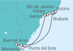 Itinerário do Cruzeiro  Uruguai, Brasil - Azamara