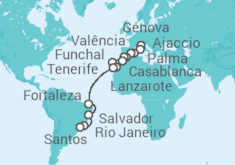 Itinerário do Cruzeiro  De Santos a Gênova - MSC Cruzeiros