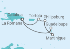 Itinerário do Cruzeiro  República Dominicana, Ilhas Virgens Britânicas, Sint Maarten, Martinica, Guadalupe - Costa Cruzeiros