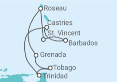 Itinerário do Cruzeiro  Santa Lúcia, Trindade E Tobago - Royal Caribbean
