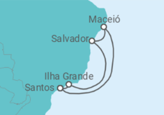 Itinerário do Cruzeiro  Maceió, Santos, Ilha Grande - MSC Cruzeiros