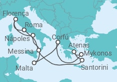 Itinerário do Cruzeiro  Grécia, Malta, Itália - NCL Norwegian Cruise Line