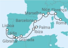 Itinerário do Cruzeiro  De Roma a Portugal - NCL Norwegian Cruise Line