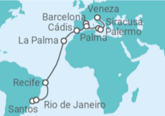 Itinerário do Cruzeiro  De Santos a Veneza - MSC Cruzeiros