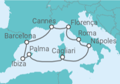 Itinerário do Cruzeiro  Itália, Espanha, França - NCL Norwegian Cruise Line