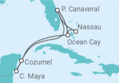 Itinerário do Cruzeiro  Bahamas, Estados Unidos, México - MSC Cruzeiros