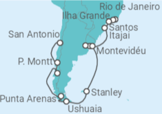 Itinerário do Cruzeiro  De Rio de Janeiro  a San Antonio (Santiago de Chile) - Regent Seven Seas