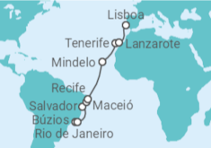 Itinerário do Cruzeiro  Do Rio de Janeiro a Lisboa - Regent Seven Seas