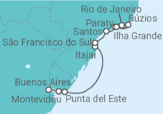 Itinerário do Cruzeiro  De Buenos Aires a Rio de Janeiro  - Oceania Cruises