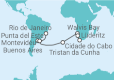 Itinerário do Cruzeiro  De Rio de Janeiro  a Cidade do Cabo - Oceania Cruises