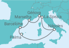 Itinerário do Cruzeiro  França, Itália, Espanha - MSC Cruzeiros