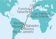 Itinerário do Cruzeiro  Do RJ a Lisboa (Portugal) 2024 - NCL Norwegian Cruise Line