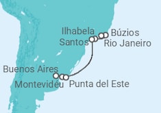 Itinerário do Cruzeiro  De Buenos Aires ao RJ 2024 - NCL Norwegian Cruise Line