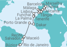 Itinerário do Cruzeiro  De Rio de Janeiro a Barcelona - Oceania Cruises