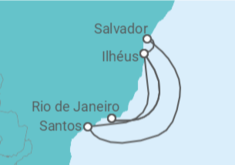 Itinerário do Cruzeiro  Ilhéus, Santos, Salvador 2023 - Costa Cruzeiros
