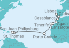 Itinerário do Cruzeiro  De Lisboa (Portugal) a San Juan (Porto Rico) - NCL Norwegian Cruise Line