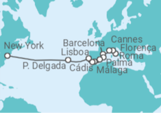 Itinerário do Cruzeiro  De Civitavecchia (Roma) a Nova York - NCL Norwegian Cruise Line