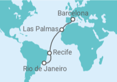 Itinerário do Cruzeiro  Do RJ a Barcelona 2024 - Costa Cruzeiros