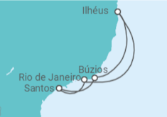 Itinerário do Cruzeiro  RJ, Ilhéus,Buzios 2024 - MSC Cruzeiros