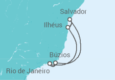 Itinerário do Cruzeiro  Buzios, Salvador, Ilheus 2023 - MSC Cruzeiros