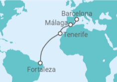 Itinerário do Cruzeiro  De Fortaleza a Barcelona - Costa Cruzeiros