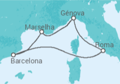 Itinerário do Cruzeiro  França, Espanha, Itália - MSC Cruzeiros