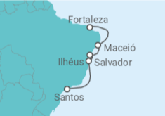 Itinerário do Cruzeiro  De Fortaleza a Santos - Costa Cruzeiros
